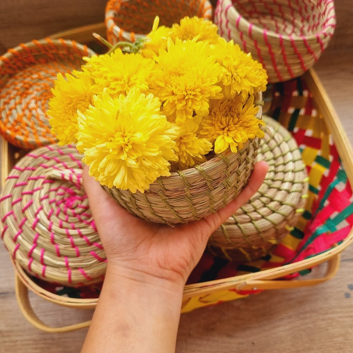 100% Eco-Friendly Handcrafted Sabai Grass Basket | Rustic & Sustainable Design