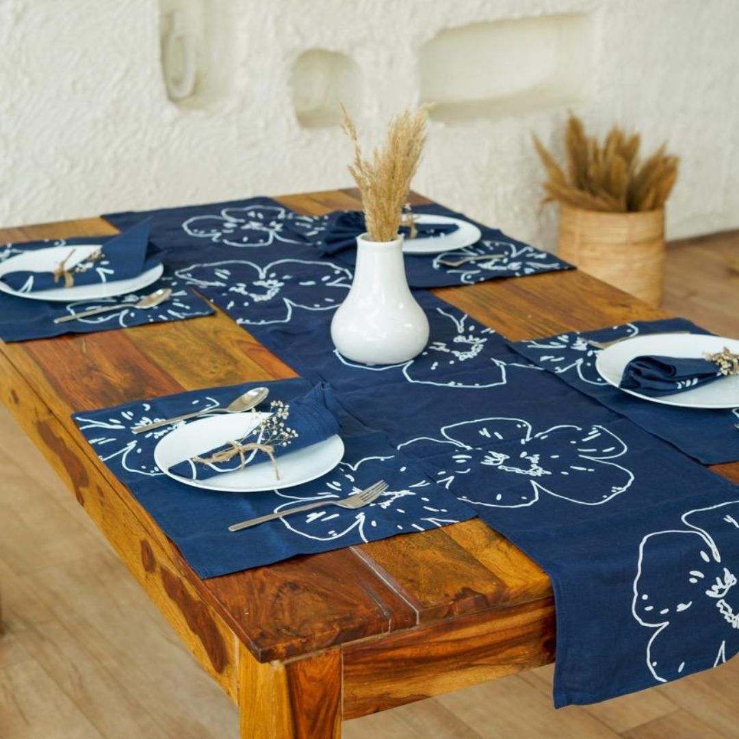 Placemats | Floral Printed by Hand 100% Hemp