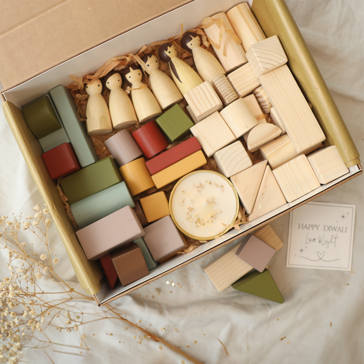 Birch And Bug Delightful Festive Gift Box | Loose Blocks Wooden | Set Of 50