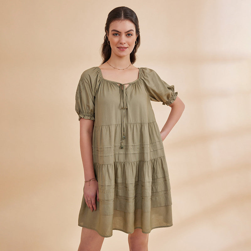 Bamboo Bemberg Short Dress for Women | Sage Green