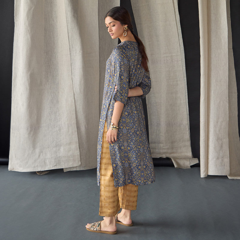 Tencel Ajrakh Kurta For Women | Printed | Grey