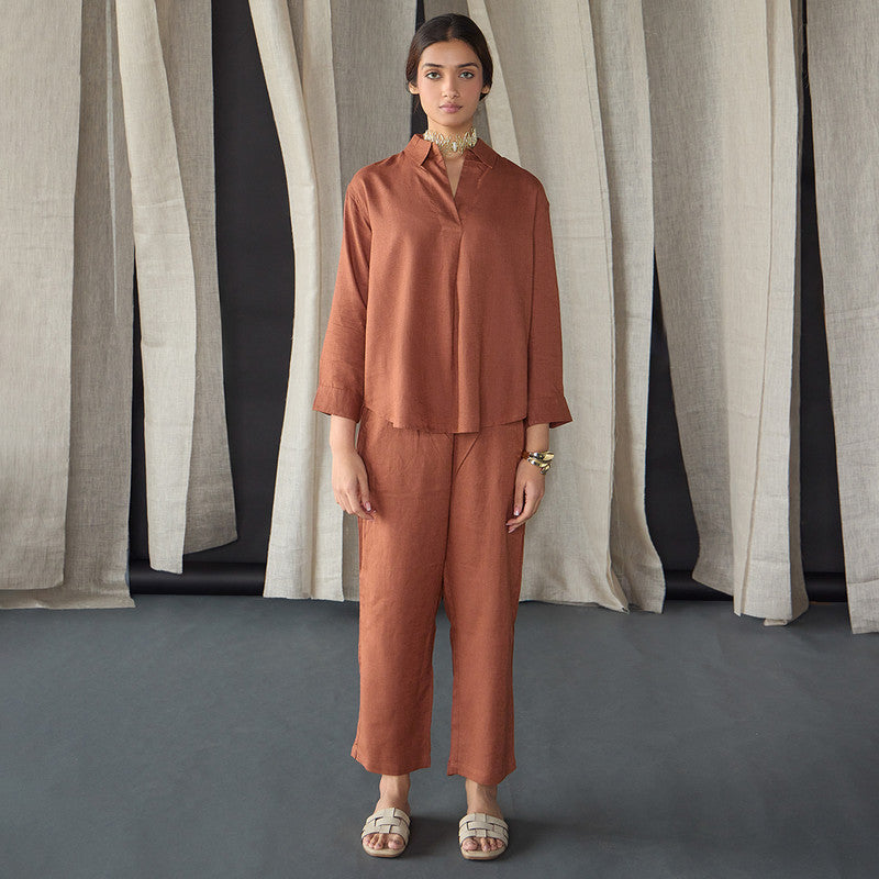 Tencel Co Ord Set For Women | Top & Pant | Brown