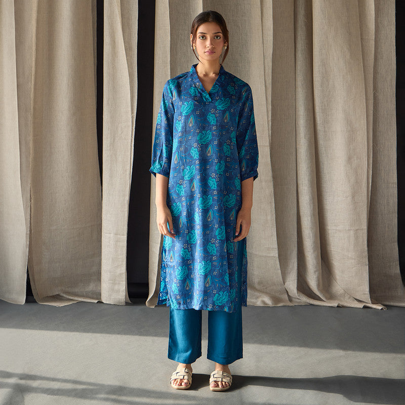 Tencel Kurta For Women | Floral Print | Blue