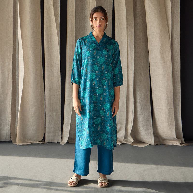 Tencel Kurta For Women | Floral Print | Teal