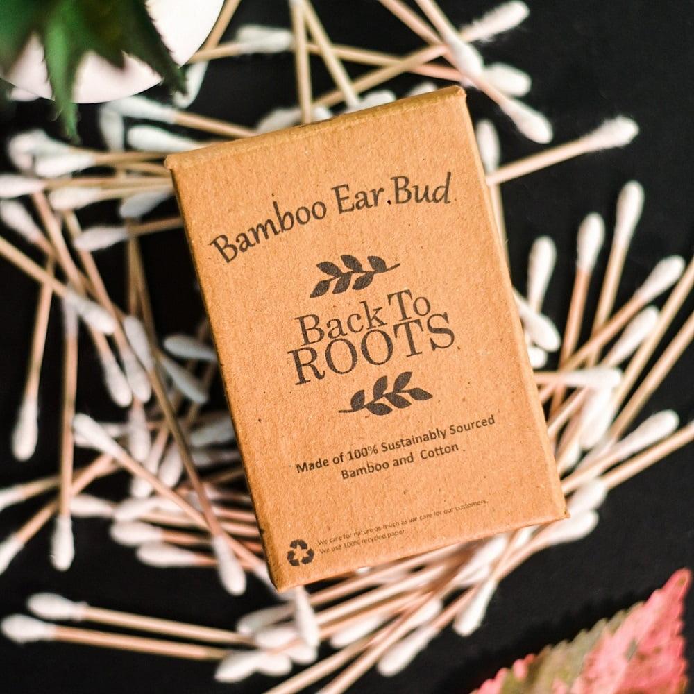 Bamboo Cotton Earbuds | 100 bamboo sticks &amp; 200 cotton swabs | Soft &amp; Gentle Earbuds - Back To Roots