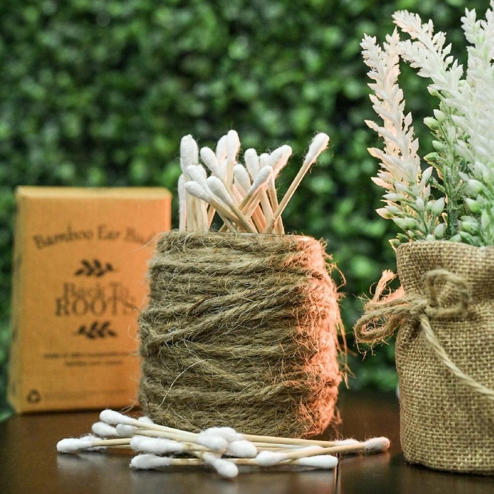 Bamboo Cotton Earbuds | 100 bamboo sticks &amp; 200 cotton swabs | Soft &amp; Gentle Earbuds - Back To Roots