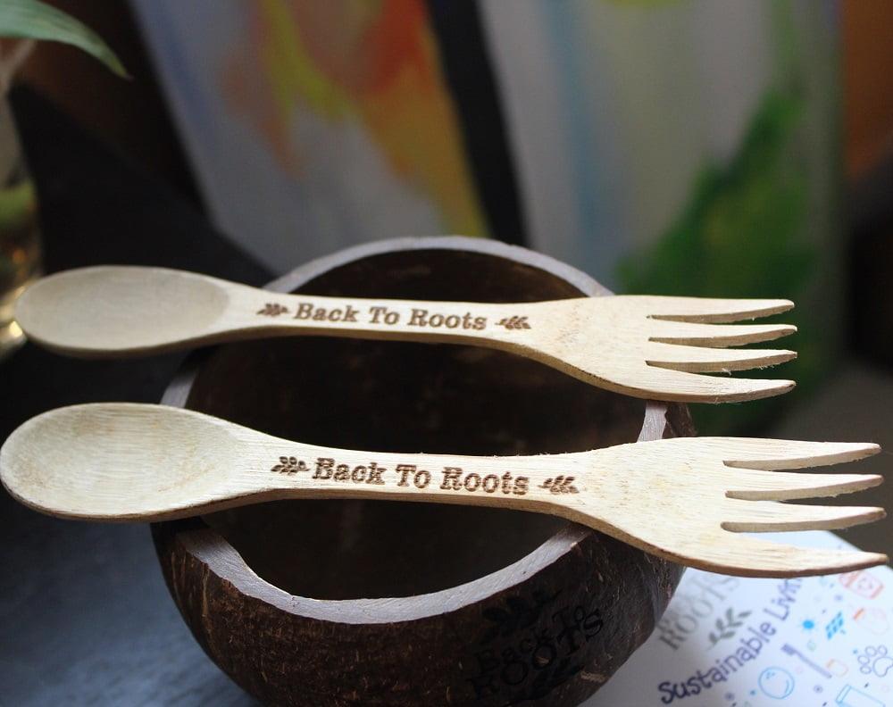 Bamboo Spork | Eco Friendly, Natural &amp; Handmade | Set of 2 - Back To Roots