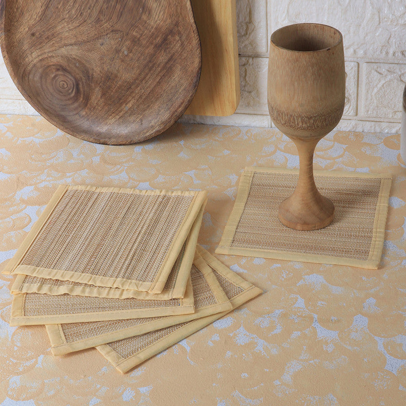 Bamboo Coasters | Square | Beige | Set of 6