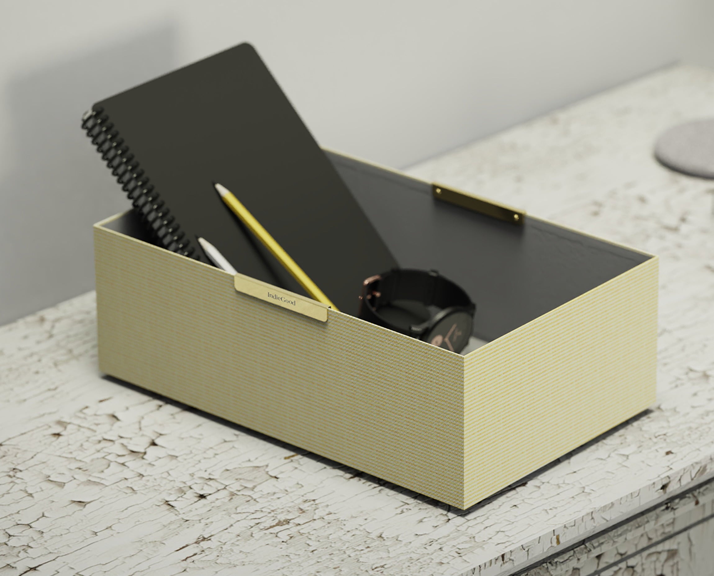 The Box Organiser ( Rectangle) - Yellow Stripe - IndieGood