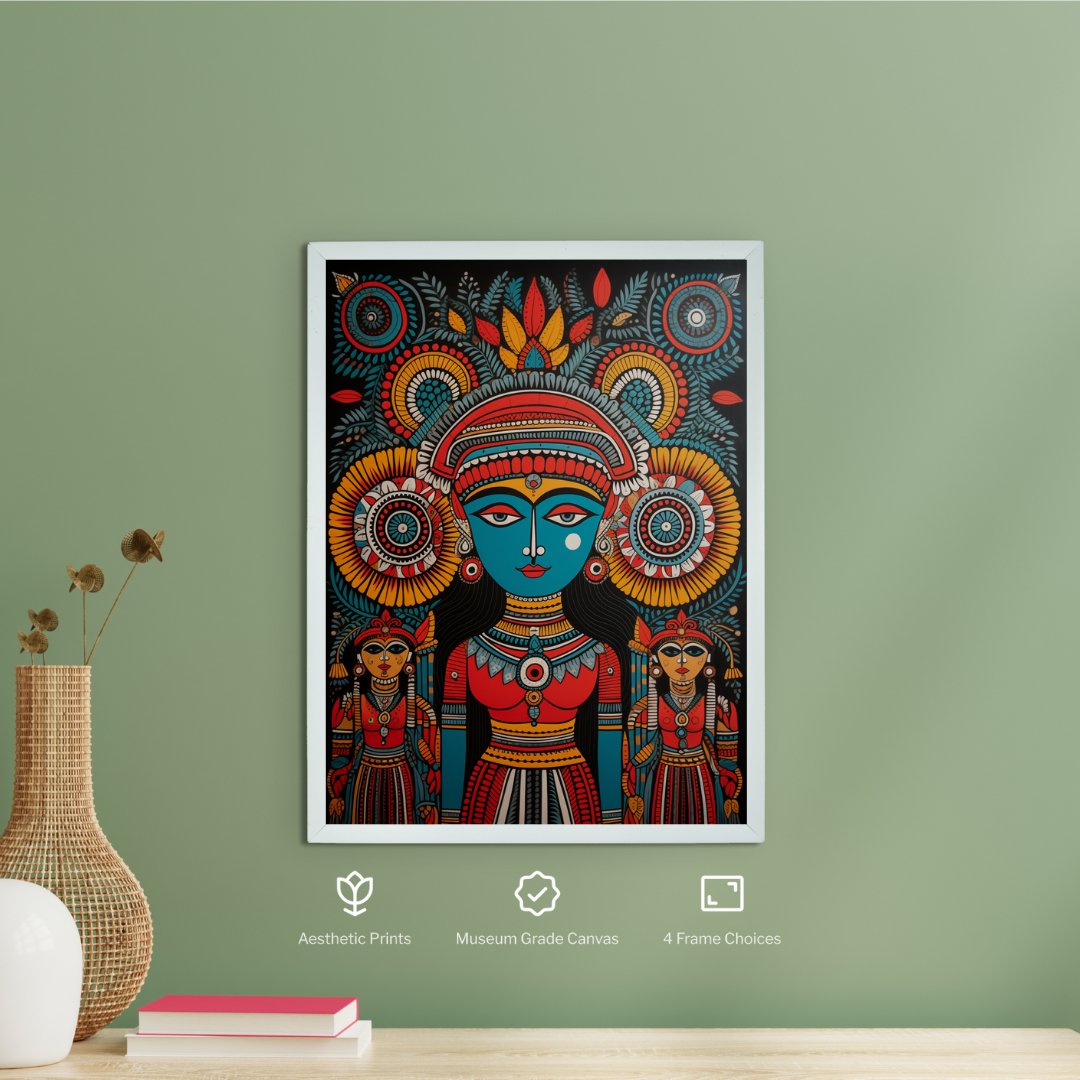 Abstract Crowned Women: Sowpeace Handcrafted Prints – Premium Indian-Inspired Canvas Art for Modern Home Decoration