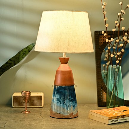 Aqua Night Lamp | Handcrafted Mango Wood Table Lamp