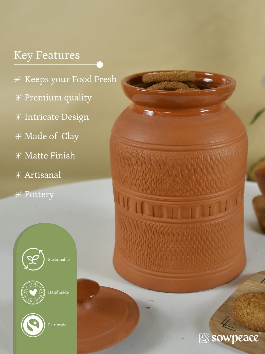 Artisan Terracotta Jar: Stylish Home & Kitchen Storage