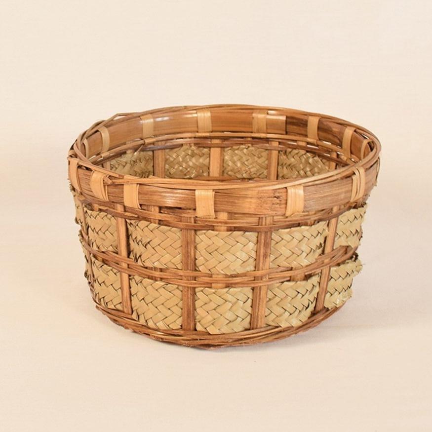 Bamboo & Date Palm Weave Bread Basket 14 Cm Height