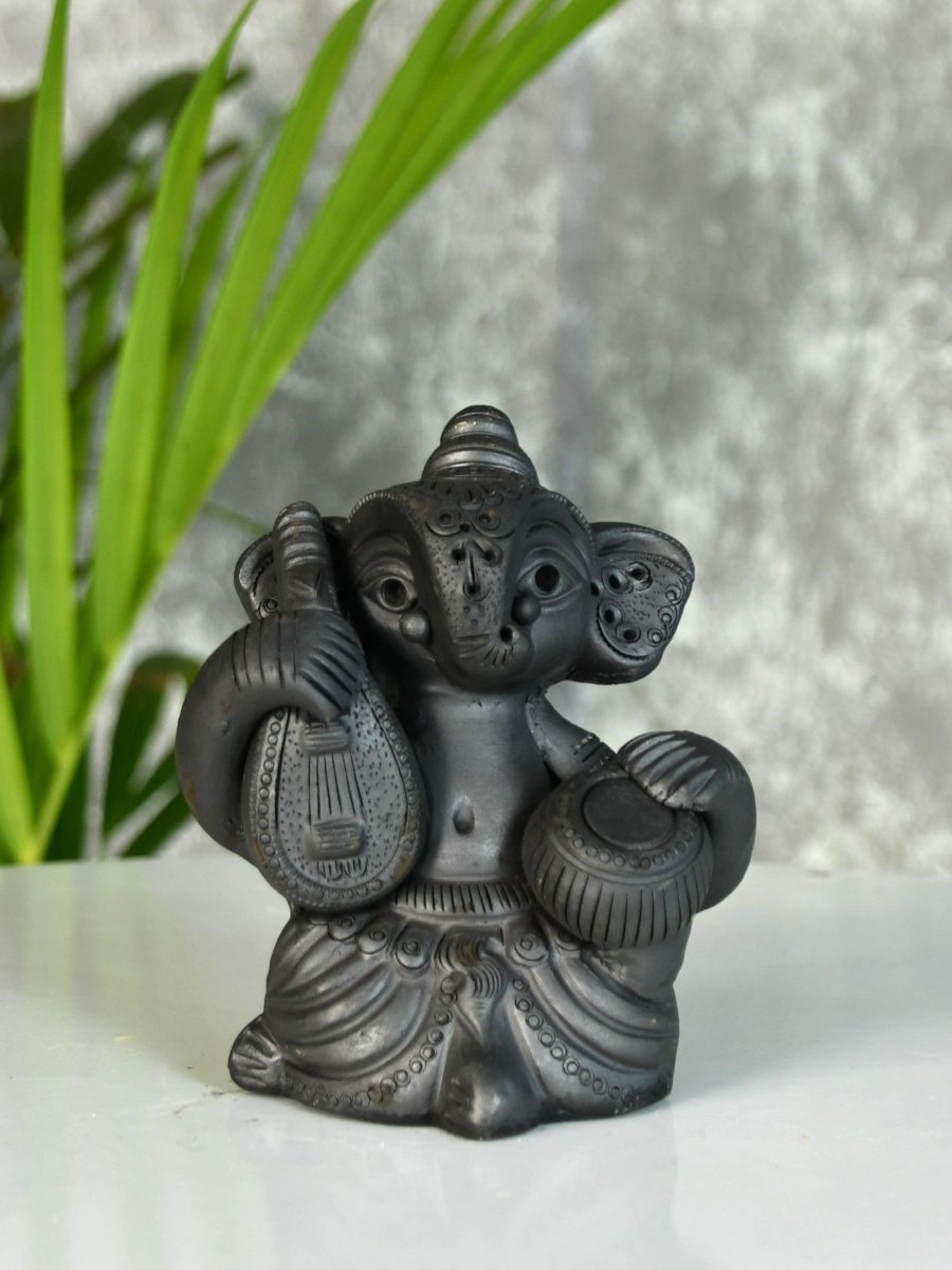 Black Ganesh Sitar & Tabla Ensemble Artisan Home Decor