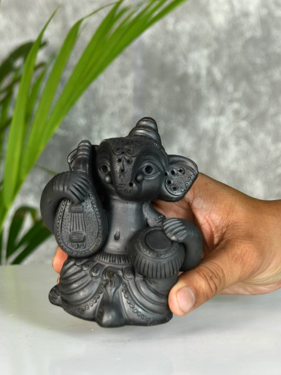 Black Ganesh Sitar & Tabla Ensemble Artisan Home Decor