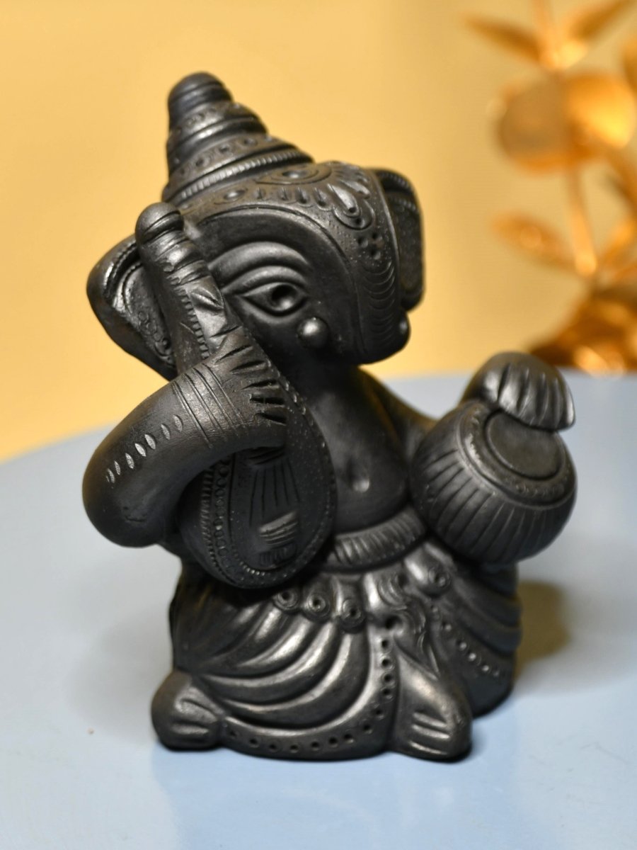 Black Ganesh Sitar & Tabla Ensemble Artisan Home Decor