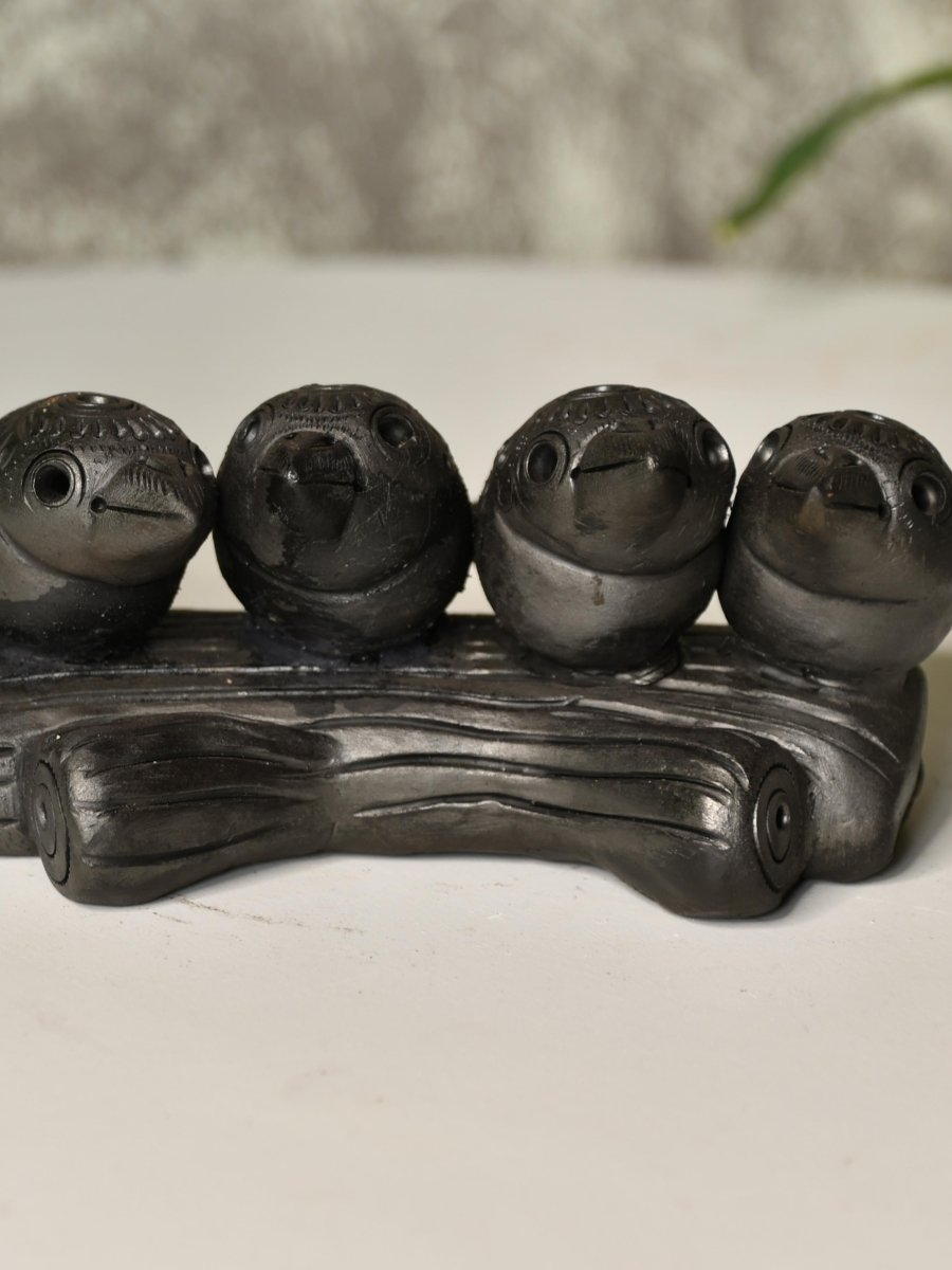 Black Terracotta Birds on Branch Tabletop Decor