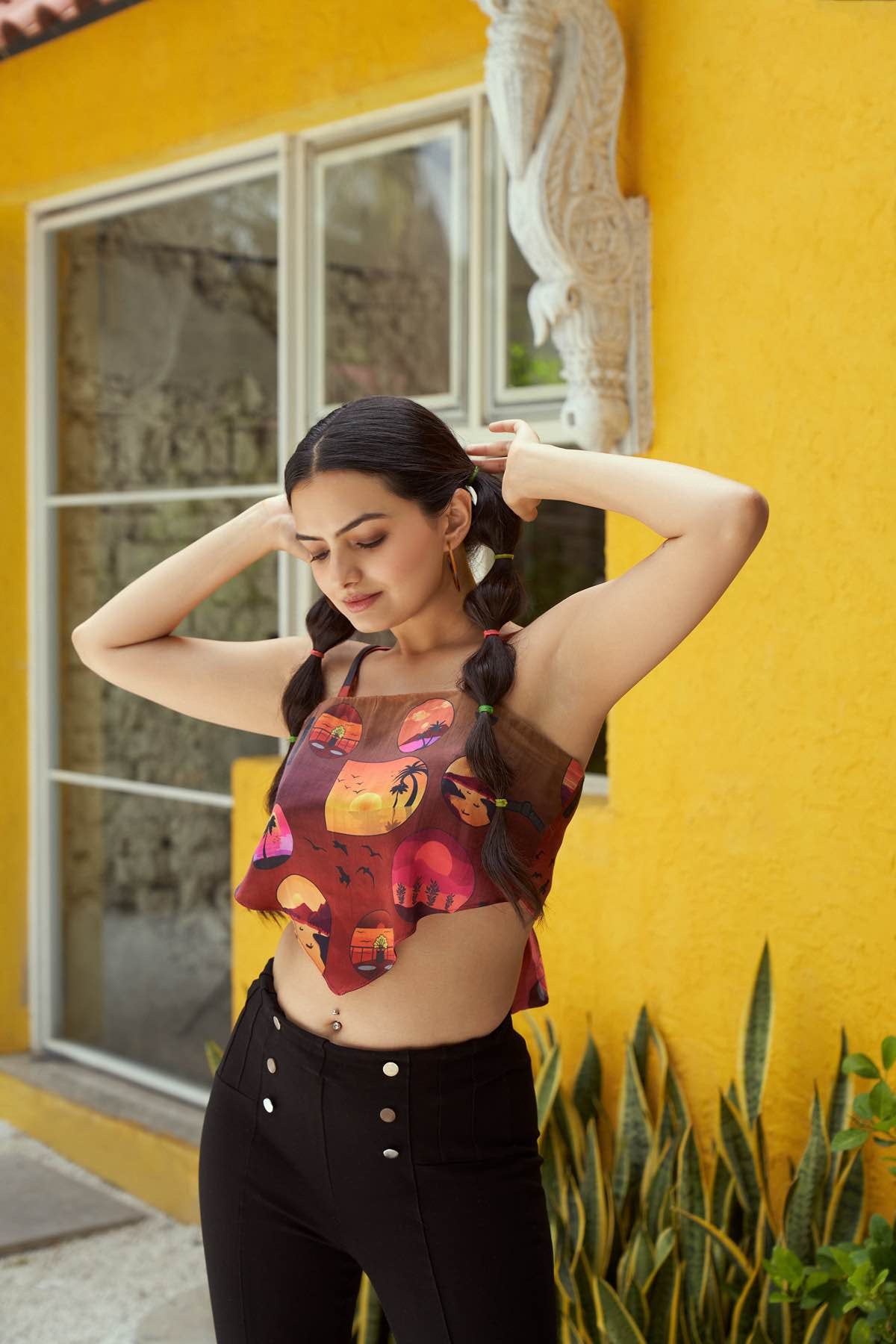 By The Sunset- Printed Bemberg Satin Bandana Top