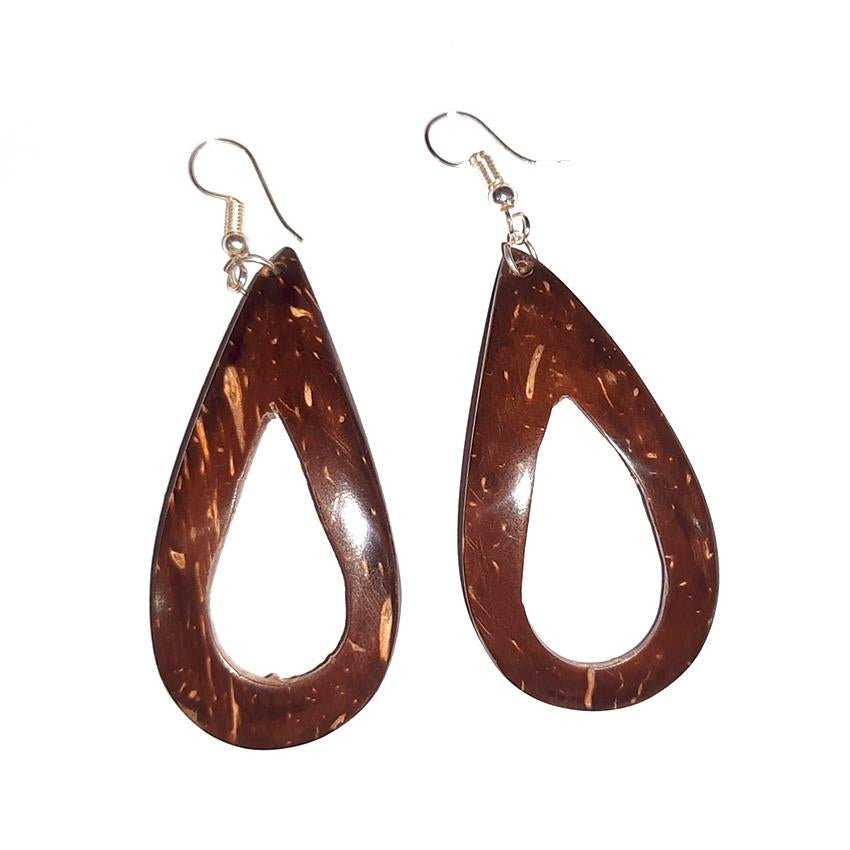 Coconut Shell Earrings/ Leaf Design