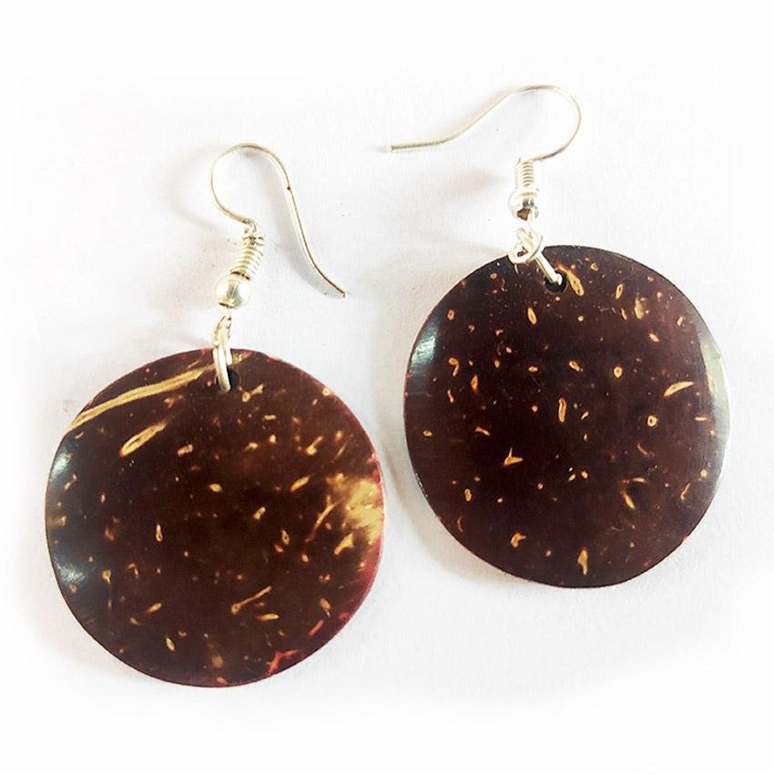 Coconut Shell Earrings Round Shape