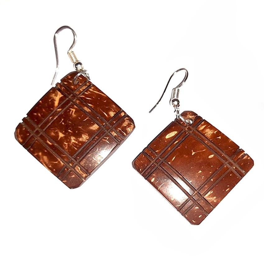 Coconut Shell Earrings Squre Shape