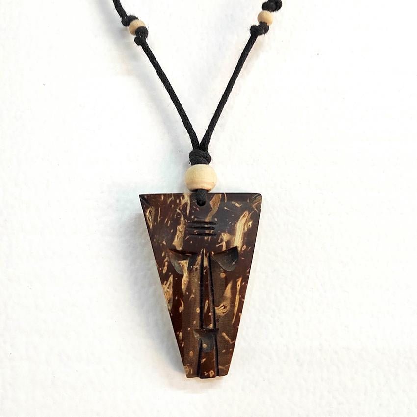 Coconut Shell Pendant - Trible Face Design