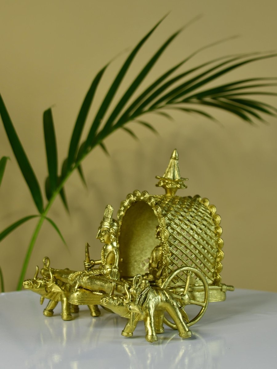 Dhokra art Brass Decor Cow Cart