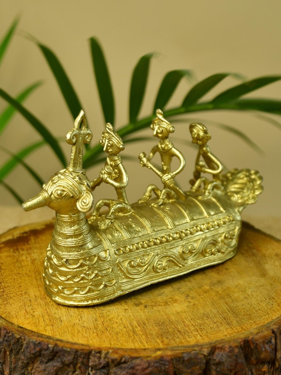 Dhokra Boat: Artisan Brass Tabletop Decor of Ancient Times.