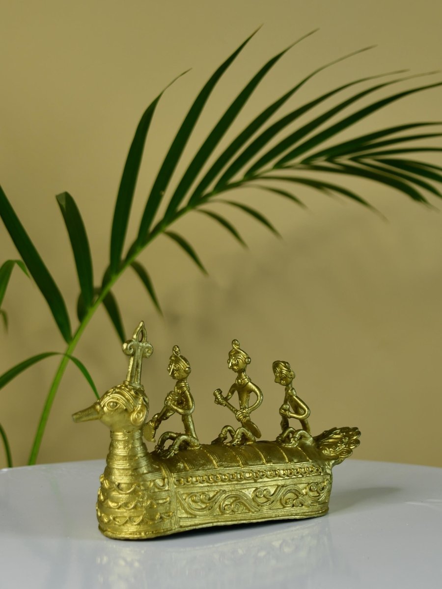 Dhokra Boat: Artisan Brass Tabletop Decor of Ancient Times.