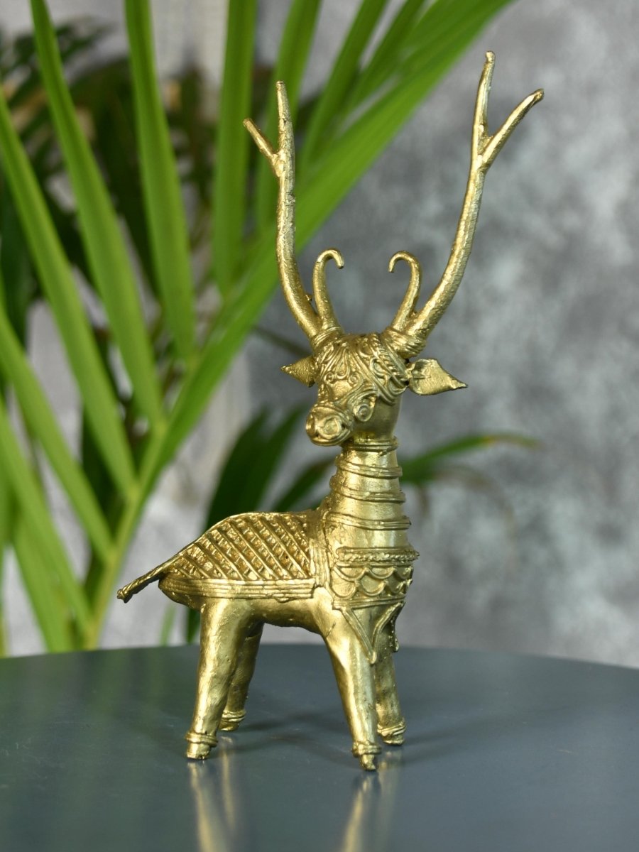 Dhokra Deer Brass Tabletop