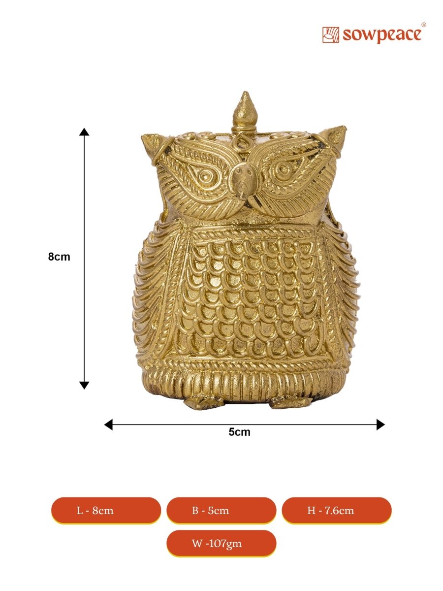 Dhokra Owl Brass Tabletop: Artisan Home Decor Masterpiece