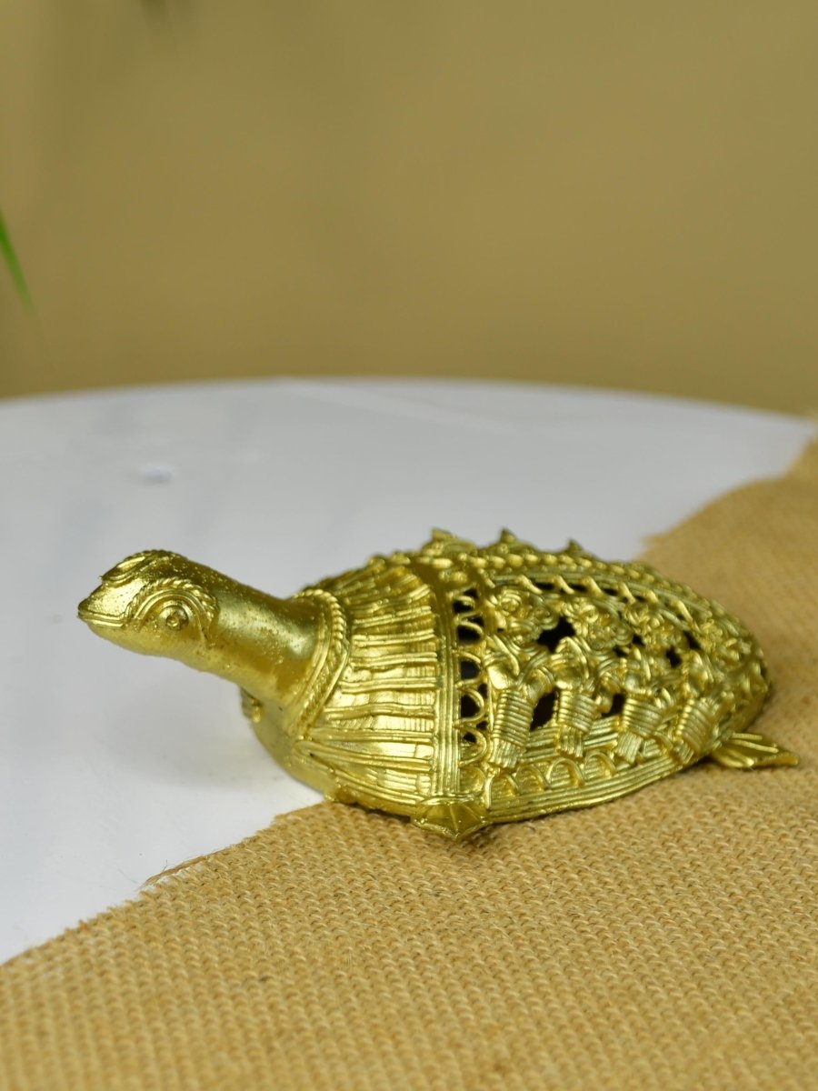 Dhokra Tortoise: Artisan Brass Home Decor