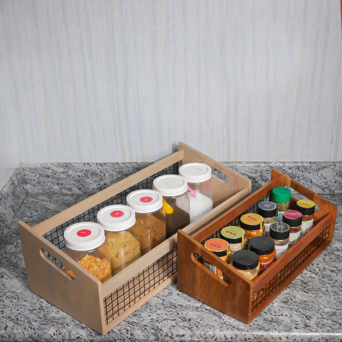 DuoBlend Nested Set of 2 Mango Wood Organizer | Aakriti Ahuja Collection