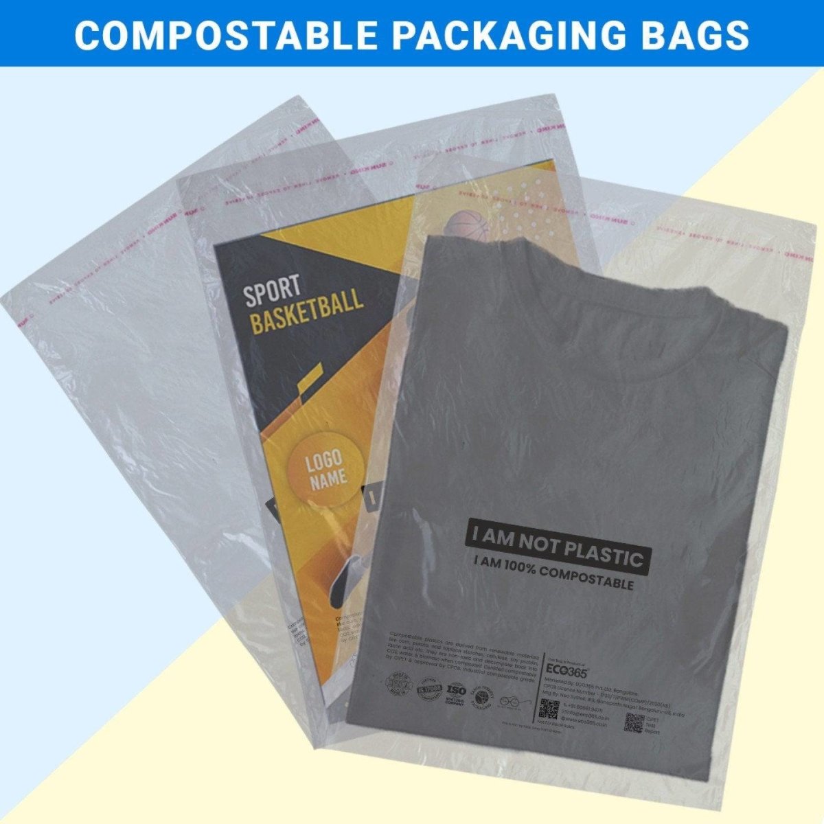 Eco-friendly Compostable Packaging Bags, 14"X11" 200Pcs