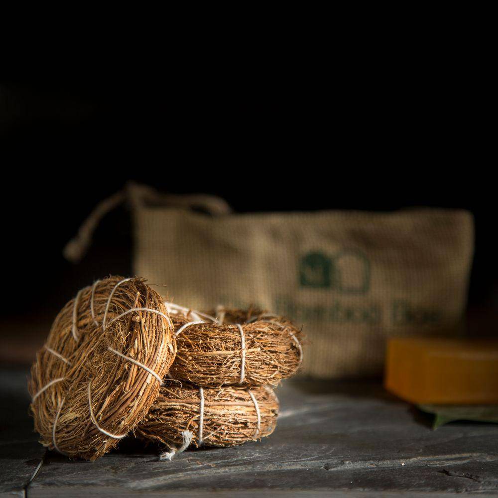 Exfoliating Body Scrubber | Handwoven Vetiver Khas Roots | Set of  2