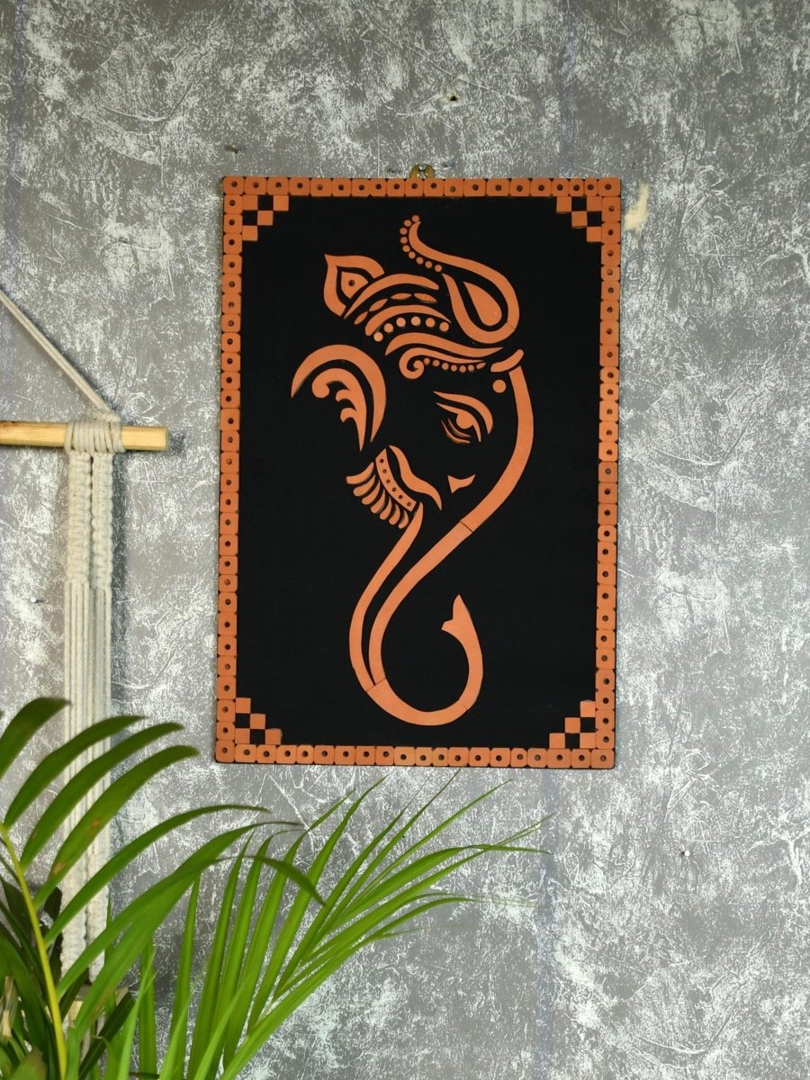 Handcrafted Abstract terracotta Ganesh Wall Art: Unique Home Decor