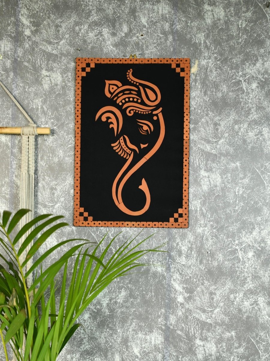 Handcrafted Abstract terracotta Ganesh Wall Art: Unique Home Decor