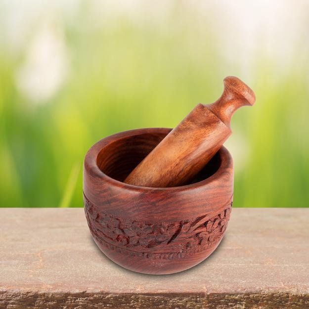 Handmade Wooden Kitchen Okhli Masher| Mortar Pestle