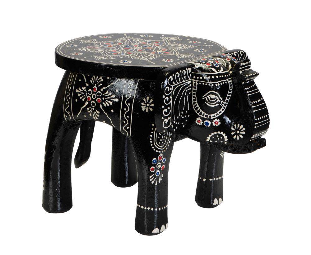 Li'l Elph Side Table or Stool - Hand-painted Furniture Decorative - Dusky -Black - 8x8 inches