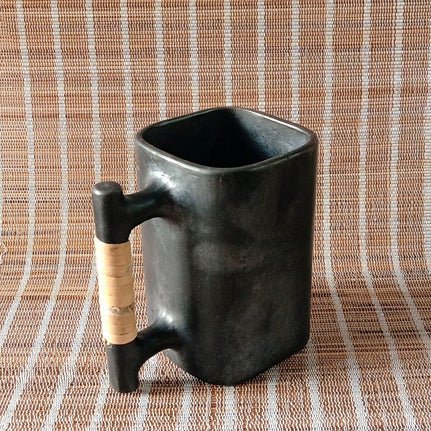 Longpi Black Pottery Beer Mug Large - Square