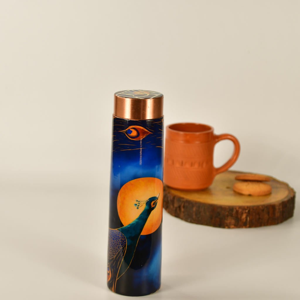 Copper Bottle Peacock: Stylish Kitchenware Art for Home Decor and Storage by Sowpeace.