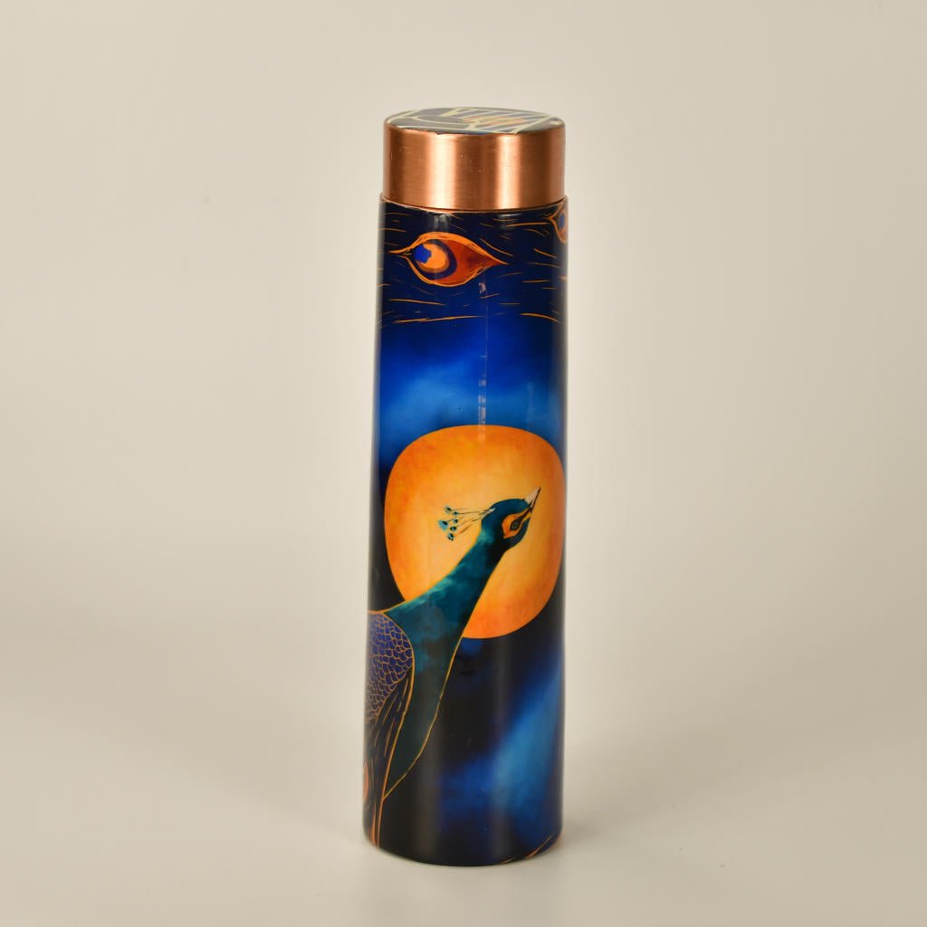 Copper Bottle Peacock: Stylish Kitchenware Art for Home Decor and Storage by Sowpeace.