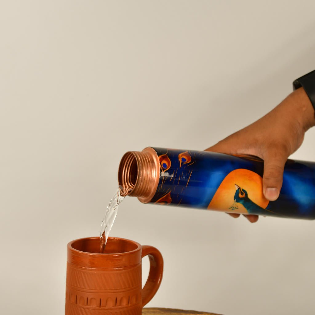 Copper Bottle Peacock: Stylish Kitchenware Art for Home Decor and Storage by Sowpeace.