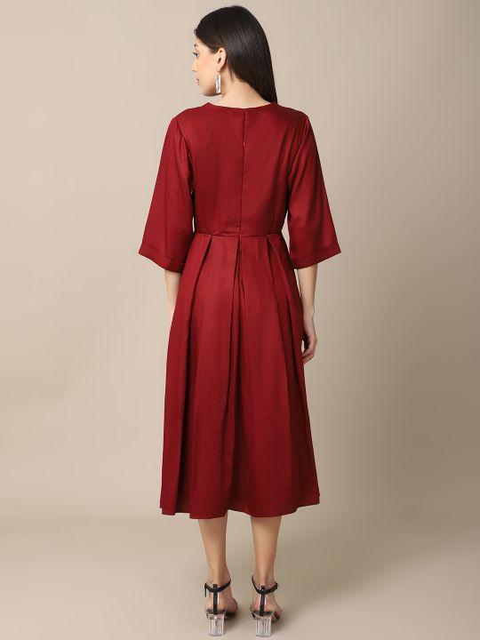 Maroon Tencel Boxy Dress