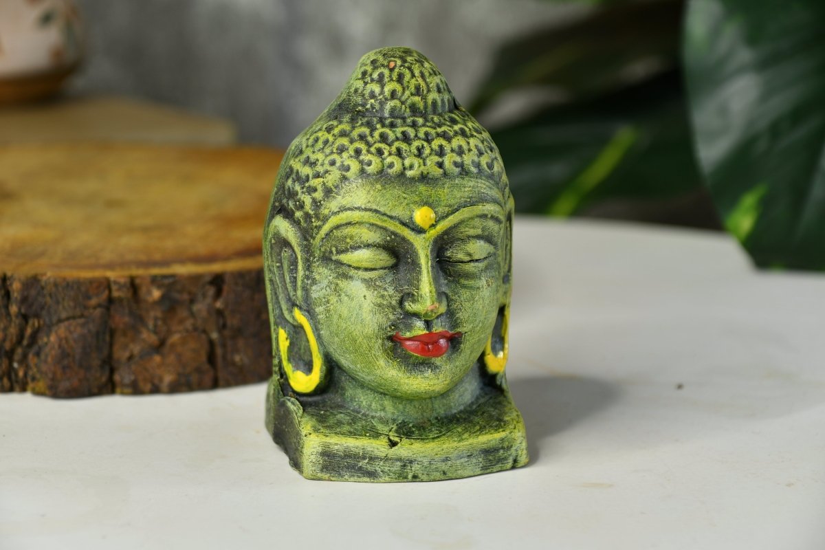 White Terracotta Buddha Head: Artisan Home Decor