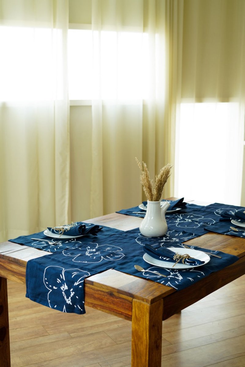 Navy Blue Hemp Table Runner | 100% Toxic Free Dyes