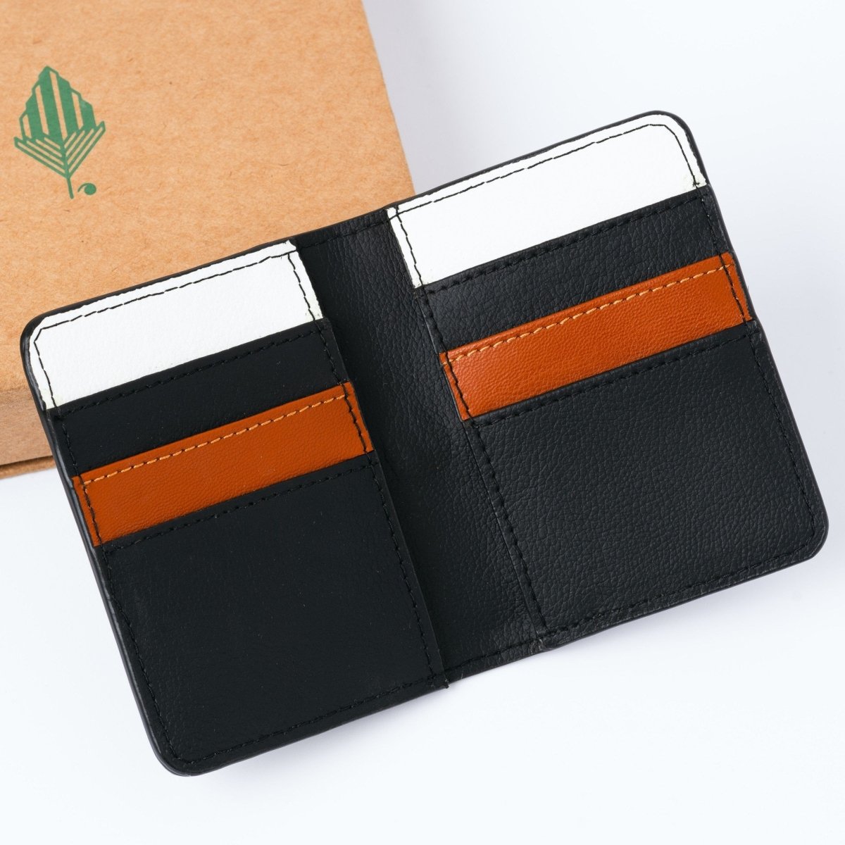 Neith - Cactus Leather Cardholder | Black & Gingerbread | Verified Sustainable by Brown Living™