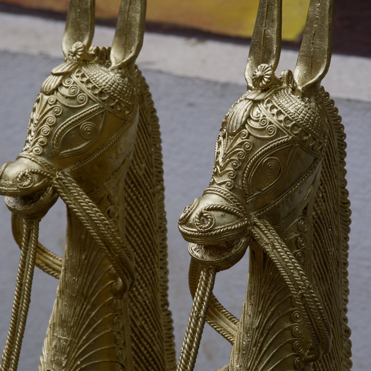 Dhokra Horses: Majestic Pair Tabletop Decor-0