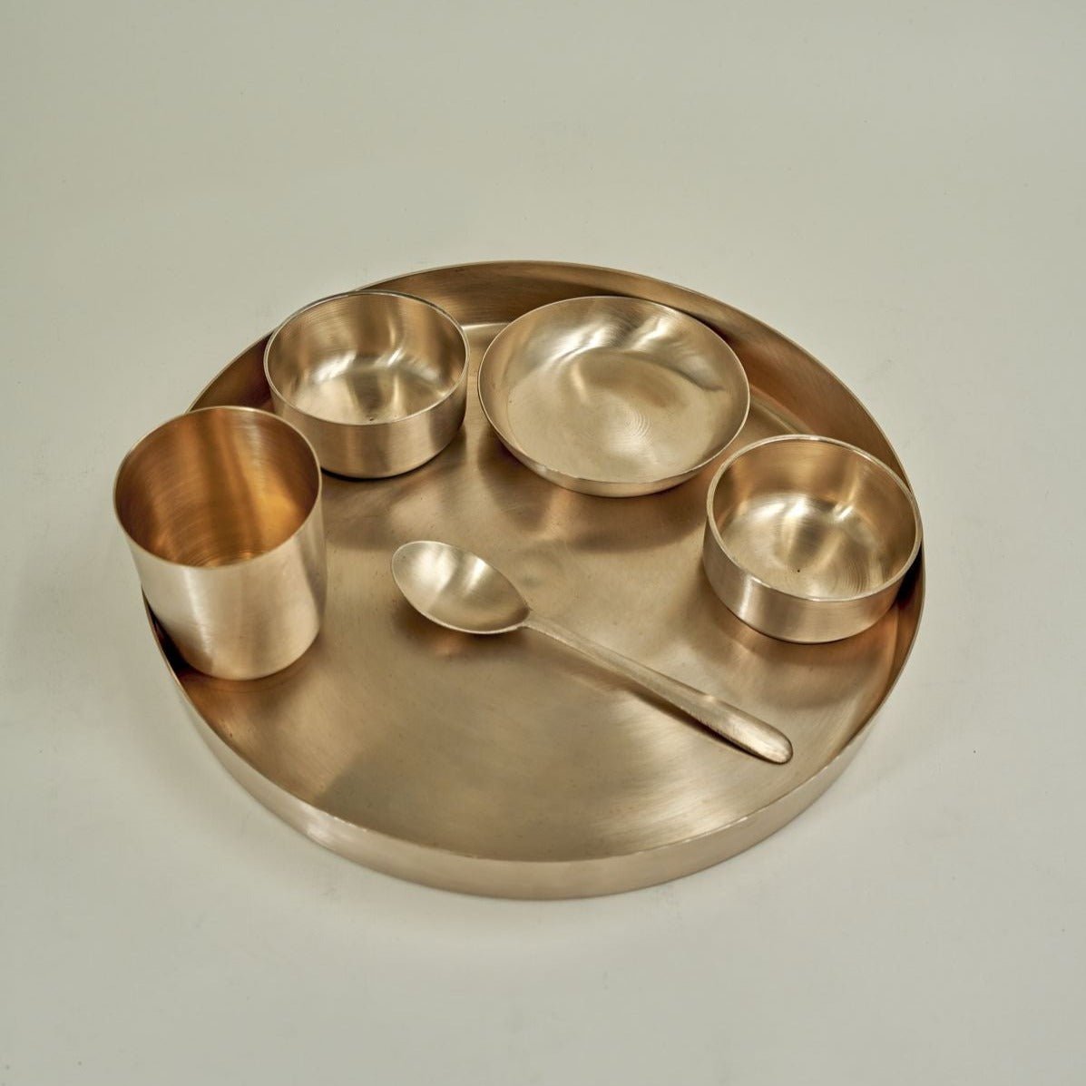 Pure Original Kansa Bronze Thali Set 14" - 6 Pcs