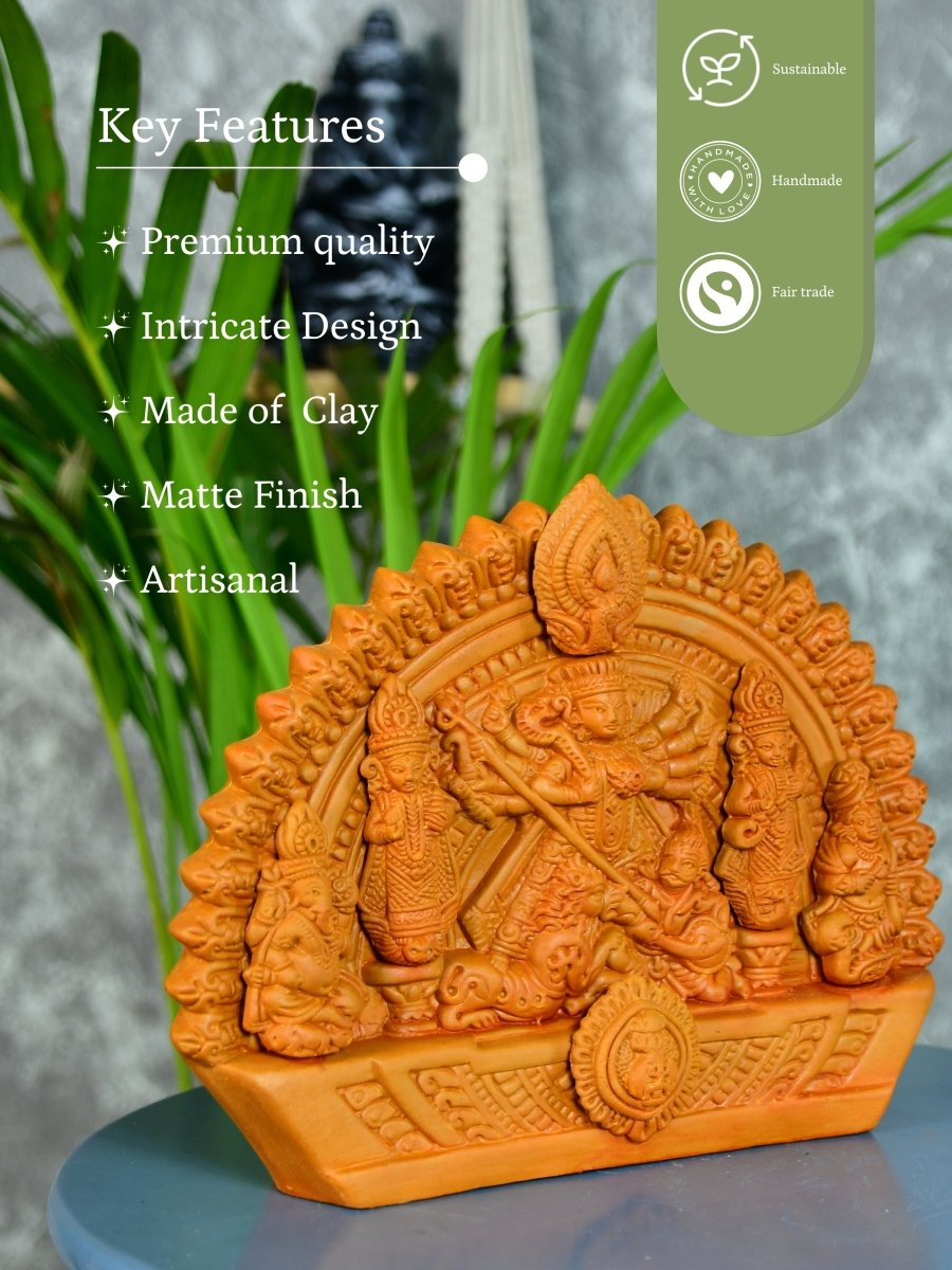 Sowpeace Handmade Terracotta Durga: Artisan Tabletop Decor